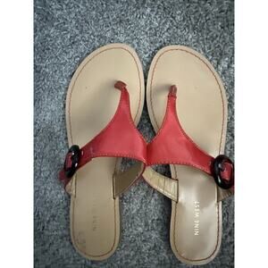 Orange Patent Nine West Flat Thing Sandals 8.5 NEW